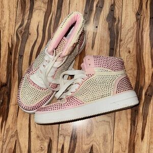 Sparkling Pink and Cream Kids High-Top Sneakers